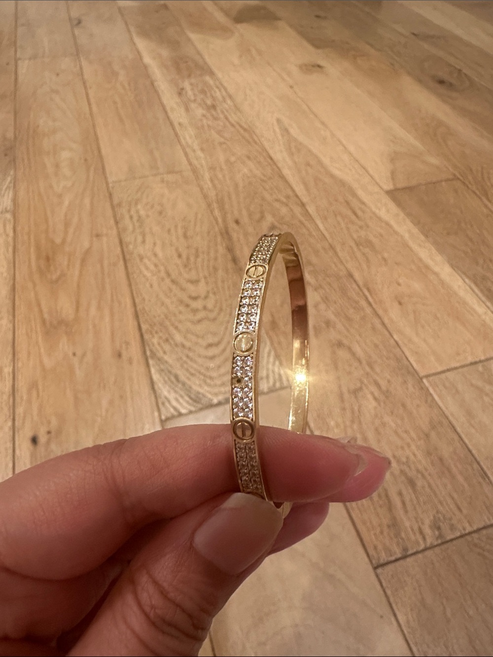 Cartier style women's bangle 14 karat 11.8 grams with diamonds ct,non-returnable